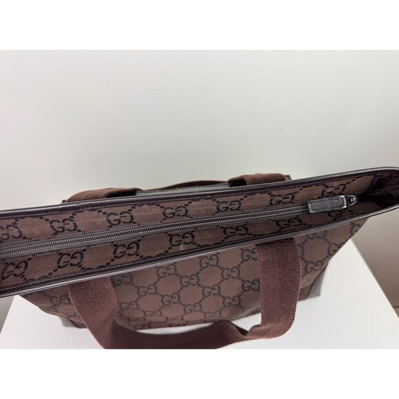 GUCCI 180449 502752 Handbag GG Sprem Logo Engraved Canvas Leather Tote Bag USED - Picture 6 of 16